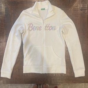 United Color Of Benetton Pure Cotton Sweatshirt With Zipper Girl Sz 2XL /11-12 Y